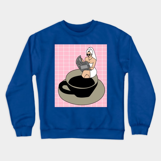 Coffee Cup Bathing Drinking Crazy Crewneck Sweatshirt by flofin